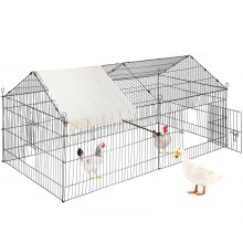 VEVOR Large Metal Chicken Coop, 87" x 41.7" x 41", Rabbit Run Enclosure Pen w/Waterproof and Sun-Proof Cover for Outdoor, Indoor, Backyard, and Farm, Pet Playpen Cage for Small Animals, Duck, Black