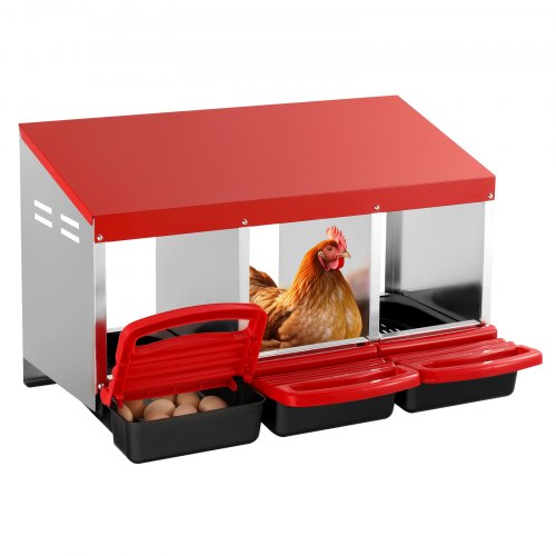 

VEVOR 3-Compartment Chicken Nest Box Metal Box with Inclined Nesting Boxes