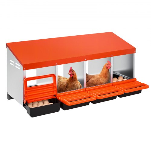 

VEVOR 4-Compartment Chicken Nest Box Metal Box with Inclined Nesting Boxes