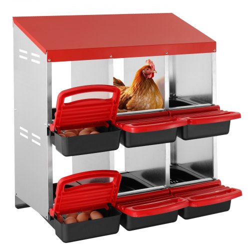 

VEVOR 6-Compartment Chicken Nest Box Mental Box with Inclined Nesting Boxes