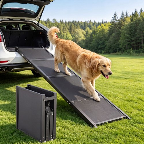 VEVOR Dog Ramp for Car 71" L x 20" W Foldable Pet Ramp Sandpaper Surface, for SUV Car Truck Outdoor, 250 lbs Capacity, Extra Long and Wide Gentler Climb, Non-Slip Portable for Medium & Large Dogs