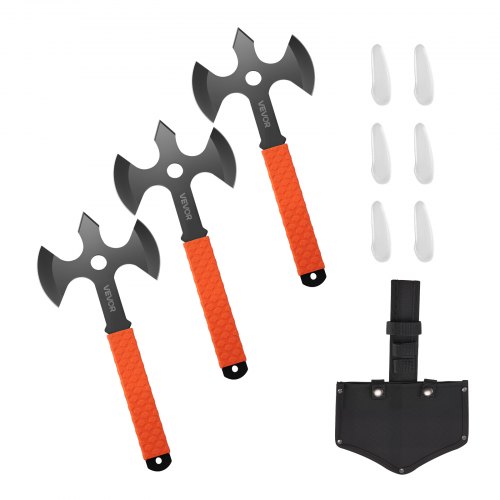

VEVOR Throwing Axes and Tomahawks, 3 Pack 13.4 inch Triple Edge Axe Throwing Hatchet Set, Stainless Steel Head with Non-Slip TPR Rubber Handle, with Black Nylon Sheath, for Recreation and Competition