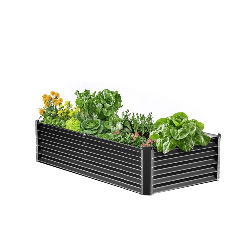 

Metal Raised Garden Bed 6x3x1.5ft Outdoor Galvanized Planter Box Dark Gray