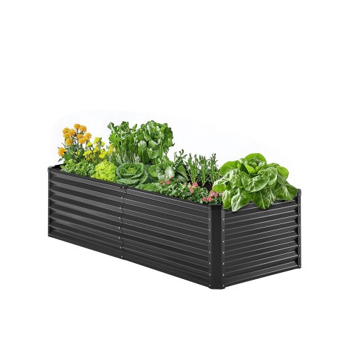 

Metal Raised Garden Bed 6x3x2ft Outdoor Galvanized Planter Box Dark Gray