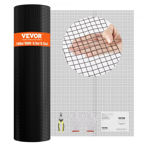 VEVOR Hardware Cloth, 48'' x 100' Galvanized Wire Mesh Roll, 19 Gauge Chicken Wi