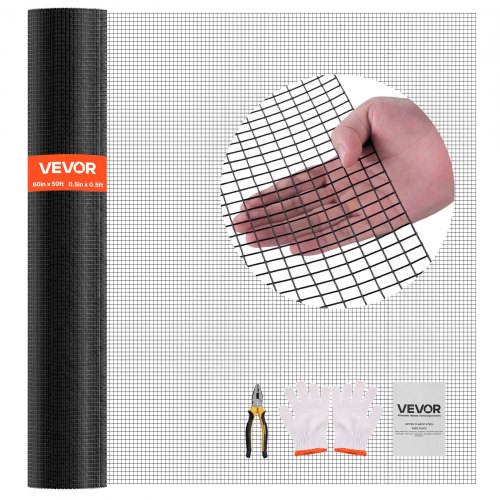 

VEVOR Hardware Cloth 60 in x 50 ft, 1/2 in 19 Gauge Galvanized Wire Mesh Roll, Weather-Resistant Vinyl Coated Chicken Wire Fencing, Heavy Duty Welded Garden Plant Fencing for Rabbit Cage Snake Fence