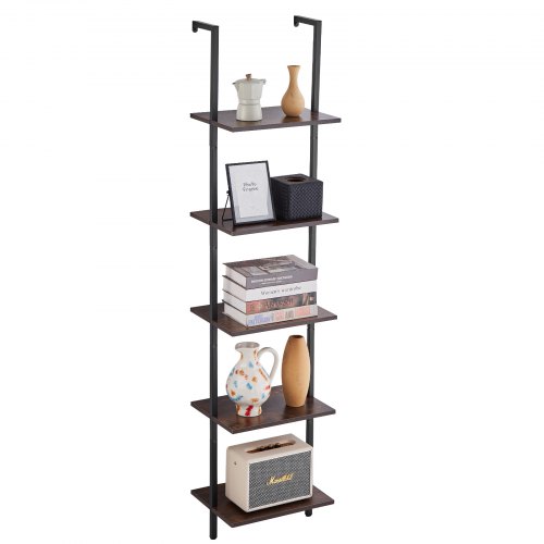 

VEVOR Industrial Square Pipe Shelf 5 Tier 15.6x11.8in Wall-Mount for Bedroom