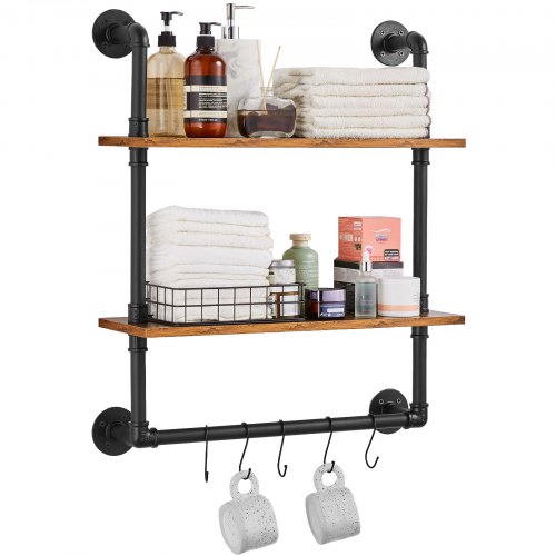 

VEVOR Industrial Pipe Shelf 2 Tier 24x7.87in Wall-Mount for Kitchen Bedroom