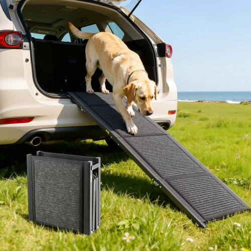 

VEVOR Dog Ramp for Cars, 180 x 43.2 cm, Folding Pet Ramps for Medium & Large Dogs up to 113 kg, Pet Stair Ramp with Non-Slip Felt Rug Surface, Portable Outdoor Dog Car Ramps for SUV & Truck