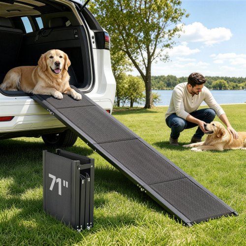 

VEVOR Dog Ramp for Cars, 1800 × 432 mm, Folding Pet Ramps for Medium & Large Dogs up to 113 kg, Pet Stair Ramp with Non-Slip Oxford Fabric Surface, Portable Outdoor Dog Car Ramps for SUV & Truck