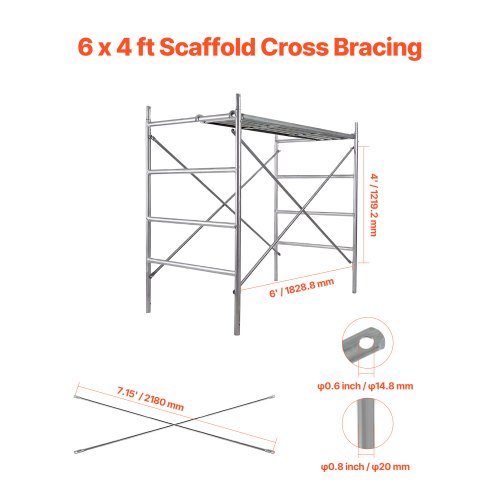 

Scaffolding Cross Brace 6ft x 4ft 4-Pack Solid Carbon Steel Cross Supports