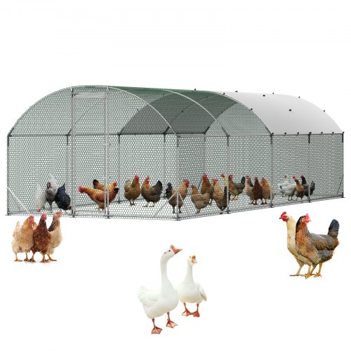 

VEVOR Large Metal Chicken Coop, 9 x 25 x 6.6 ft, Walk-in Chicken Run House with Waterproof Cover & Sturdy Frame, Dome Roof Poultry Cage Duck Pen for Rabbit Hen Goose Outdoor Backyard Farm Use
