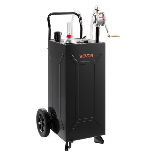 VEVOR 30 Gallon Fuel Gas Caddy, Carbon Steel, Portable Fuel Transfer Storage Tank with Manual Pump & 2 Wheels, Gasoline Diesel Can Container, for Cars, Lawn Mowers, ATVs, Boats, Motorcycles, Black