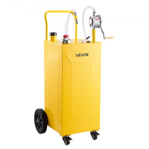 Vevor 35 Gallon Fuel Gas Caddy, Carbon Steel, Portable Fuel Transfer Storage Tank With Manual Pump & 4 Wheels, Gasoline Diesel Can Container, For Cars-image