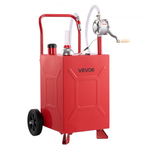 VEVOR 20 Gallon Fuel Gas Caddy, Carbon Steel, Portable Fuel Transfer Storage Tank with Manual Pump & Rolling Wheels, Gasoline Diesel Can Container, for Cars, Lawn Mowers, ATVs, Boats, Motorcycles, Red