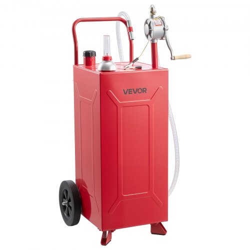Vevor 30 Gallon Fuel Gas Caddy, Carbon Steel, Portable Fuel Transfer Storage Tank With Manual Pump & 2 Wheels, Gasoline Diesel Can Container, For Cars-image
