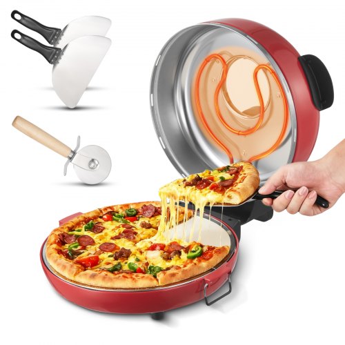 VEVOR Pizza Oven, 14 in Electric Pizza Maker, 1600W Electric Pizzas Cooker with Cordierite Stone, 5-Mode Temperature Control, Viewing Window for Precise Cooking, Heats up to 698 ˚F, for Home Kitchen
