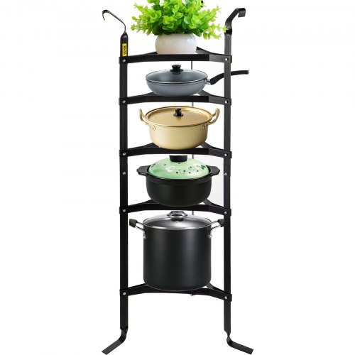 Vevor Cookware Stand Vertical Pot Rack 5 Shelf Storage Kitchen Steel Black