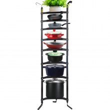 VEVOR Cookware Stand Vertical Pot Rack 8-Tier Storage Kitchen Decor Steel 68". H