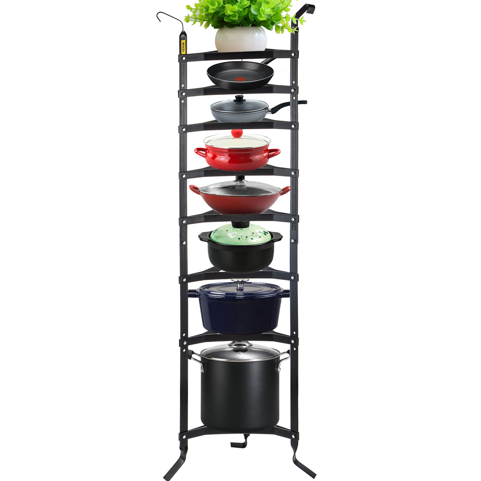Vevor Cookware Stand Vertical Pot Rack 8 Shelf Storage Kitchen Steel Matte Black от Vevor Many GEOs