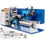 VEVOR 7x12 Inch Metal Lathe 550W Precision Bench Top Mini Milling Lathe Variable Speed 50-2500 RPM Nylon Gear w/ A Movable Lamp