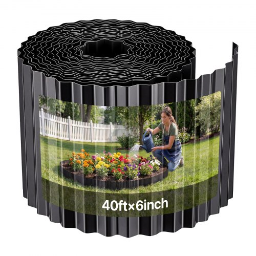 VEVOR Galvanized Steel Landscape Edging, 40 ft x 12 in Metal Edging for Landscaping with Gloves, Easy-to-Install Bendable Metal Strips, Heavy Duty Metal Garden Edge Border for Flower Bed, Yard Pathway