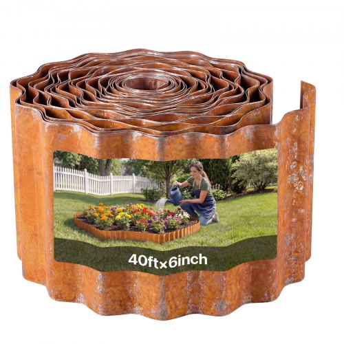 VEVOR Carbon Steel Landscape Edging, 40 ft x 6 in Steel Edging for Landscaping w