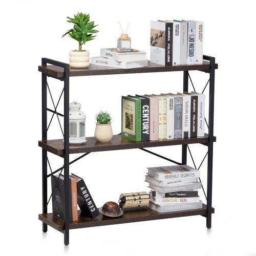 

VEVOR Metal Bookshelf Rustic Bookshelf 3-Tier for Living room Bedroom & Office