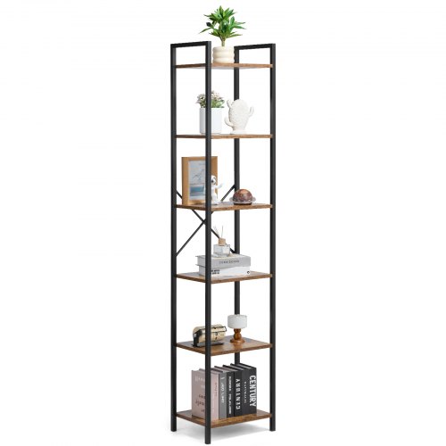 

Metal Bookshelf Rustic Bookshelf 6-Tier for Living room Bedroom & Office