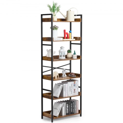 

VEVOR Metal Bookshelf Rustic Bookshelf 6-Tier for Living room Bedroom & Office