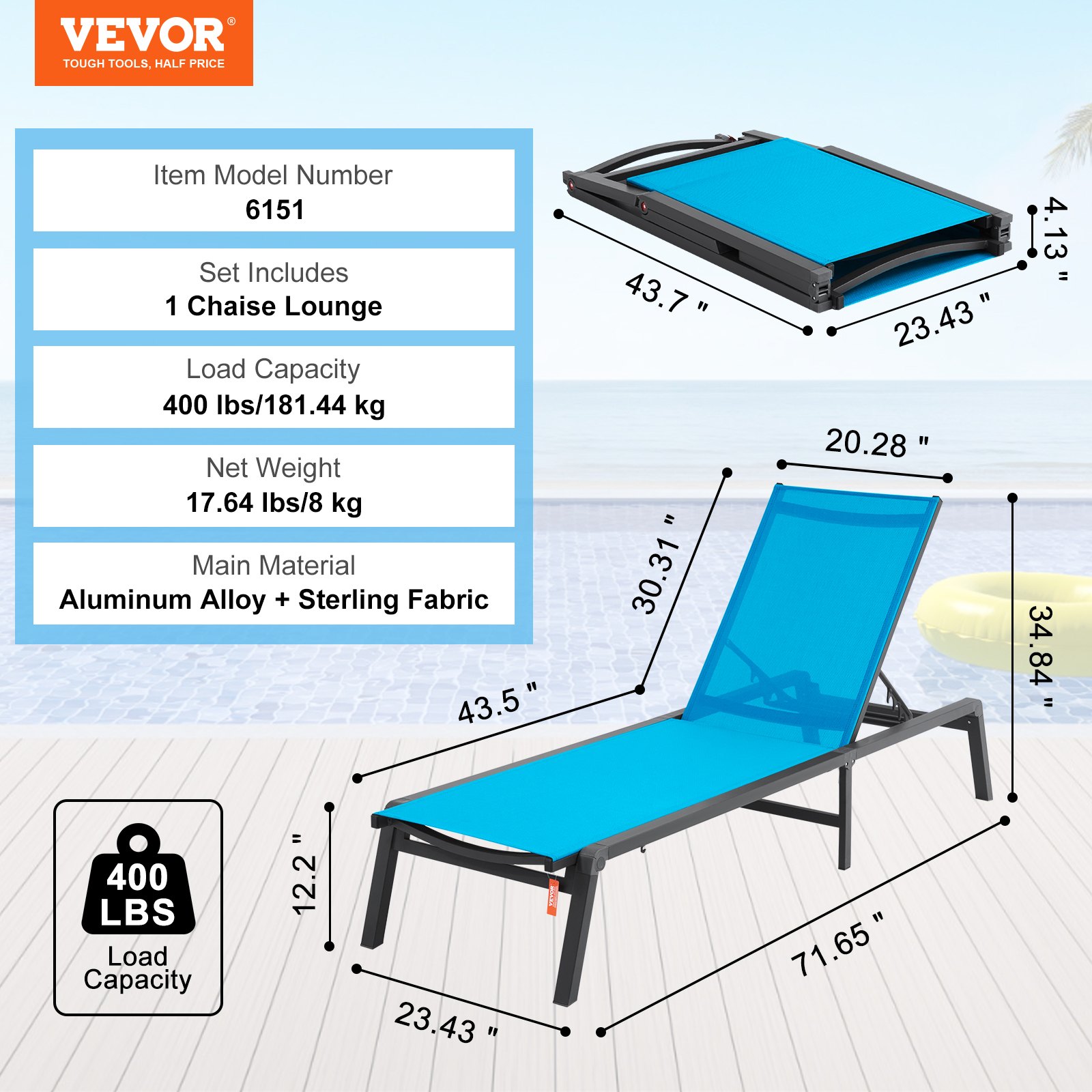 Chaise lamamistool välitingimustes, 181,44 kg