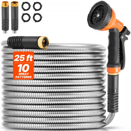 Vevor Metal Garden Hose 25 Ft, Rust Proof Stainless Steel Water Hose, Heavy Dut…
