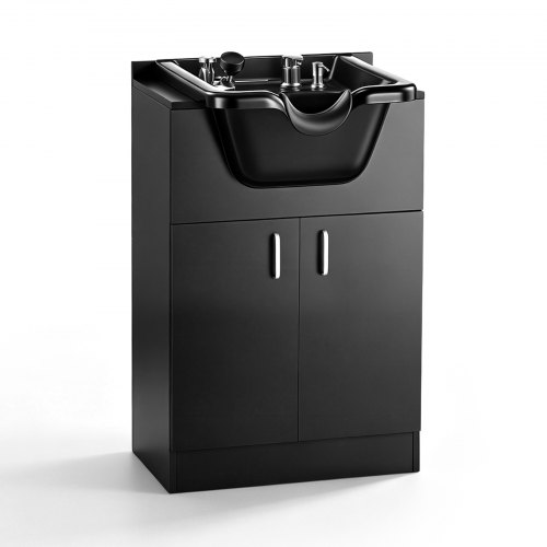 Vevor Shampoo Bowl with Cabinet Fits 27-32 in Chair Backwash Sink Station, for Salon Barber Hairstylists & Home Use, Spa Salon Beauty Equipment with Faucet, Drain Hose, Showerhead, Hair Trap, Black