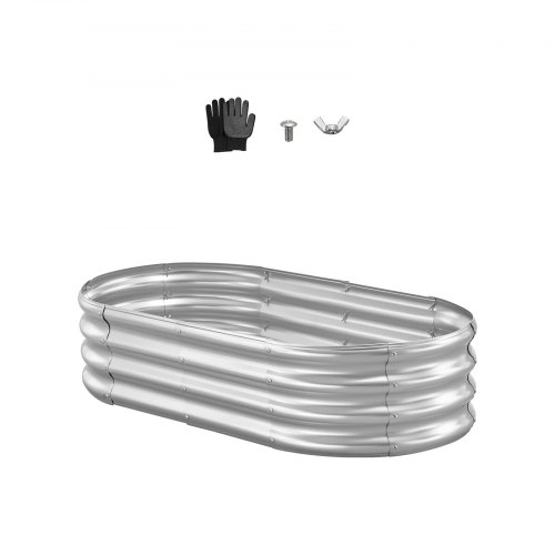 

VEVOR Metal Raised Garden Bed, 1.2 x 0.6 x 0.3 m Oval Outdoor Galvanized Planter Garden Box, Open Bottom Design, Large Planter Raised Bed for Growing Vegetables, Flowers, Succulents, Galvanized Color