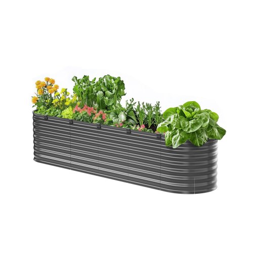 

Metal Raised Garden Bed 8x2x2 ft Outdoor Galvanized Planter Box Dark Gray