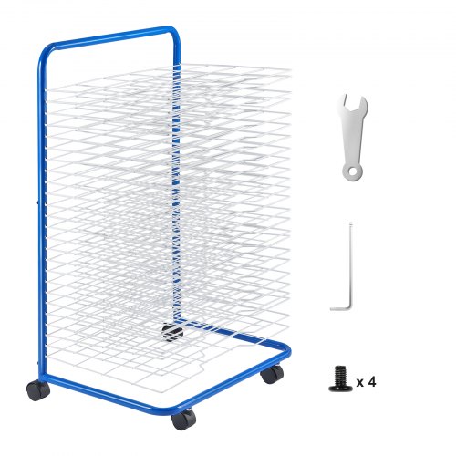 

VEVOR Art Drying Rack 25 Removable Shelves Paint Drying Rack With 4 Wheels Blue