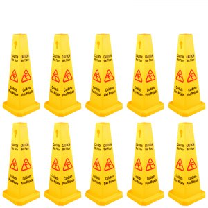VEVOR 12 Pack Wet Floor Sign Caution Wet Floor Cone 2-Side Yellow Portable Signs 