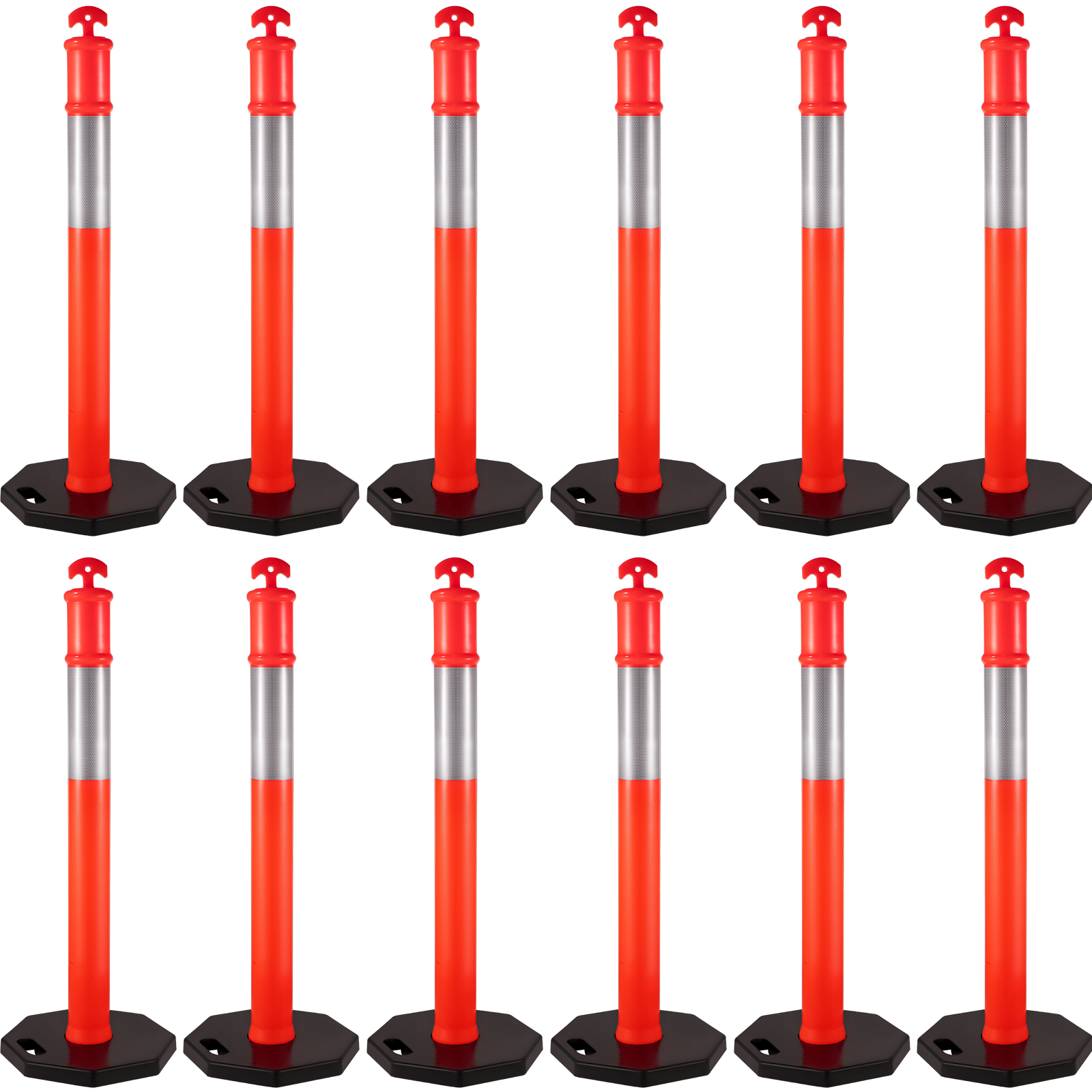 Traffic Safety Post 44" Delineator Cones/Posts Pack of 12 Posts, with 11lb Base от Vevor Many GEOs