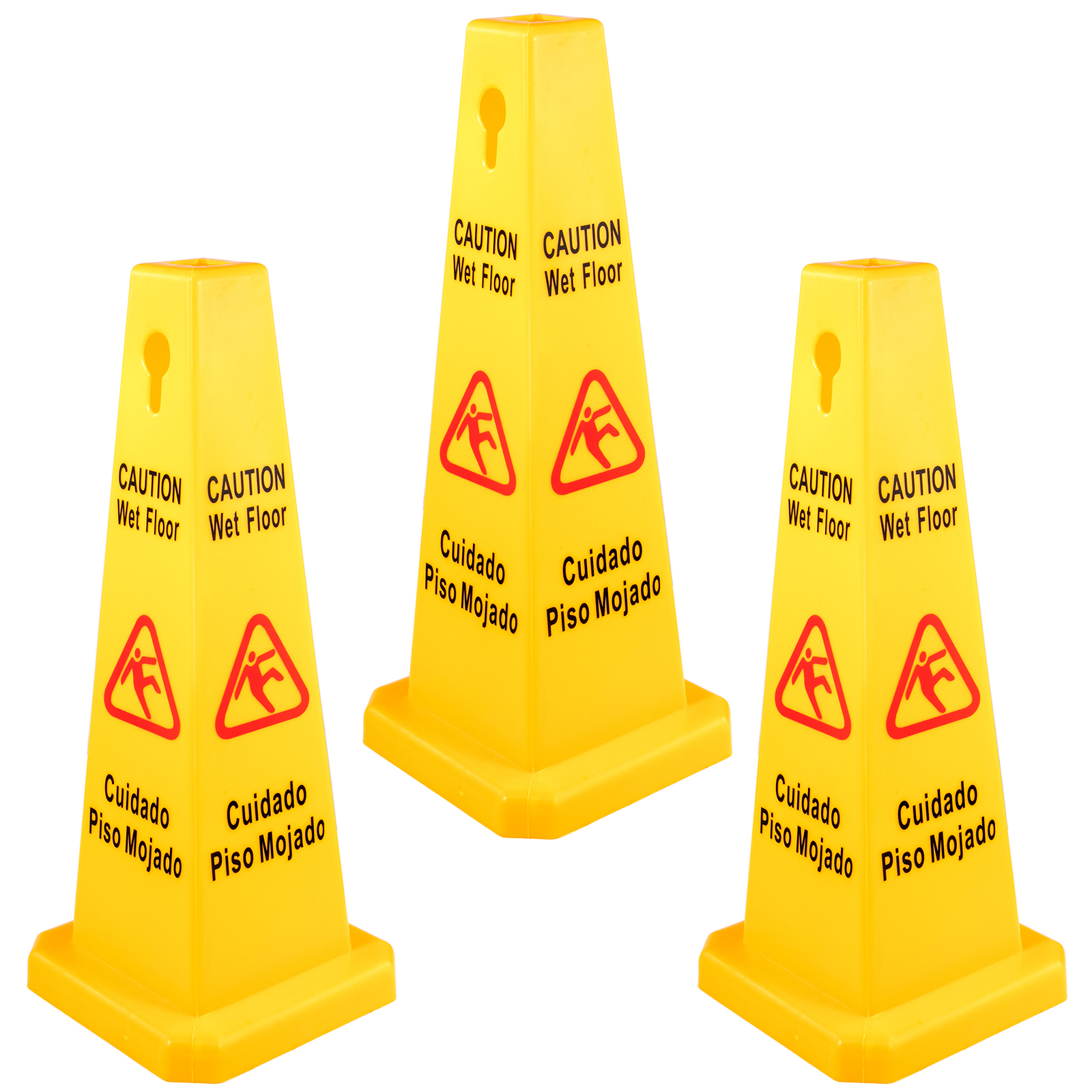 Wet Floor Sign Caution Wet Floor Yellow Floor Wet Sign 4 Sided Cone Sign 3pcs от Vevor Many GEOs