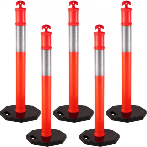 Traffic Cones / 44" Delineator Cones/posts, Box Of 5 Posts, With 11lb Base