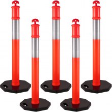 Traffic Delineator Post - Road Traffic Management Safety Bollards Set Of 5