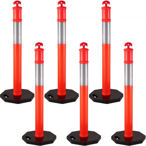 Traffic Cones / 44" Delineator Cones/posts, Box Of 6 Posts, With 11lb Base