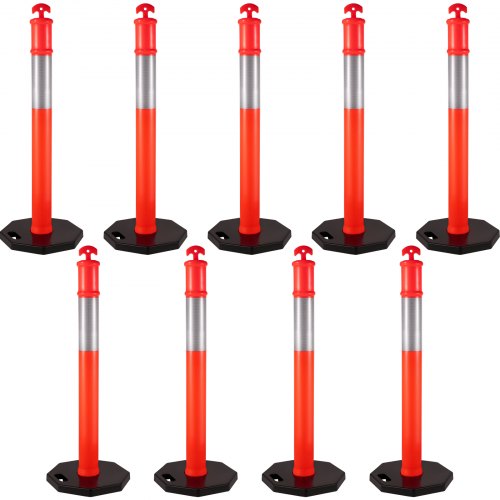 Traffic Delineator Post - Road Traffic Management Safety Bollards Set Of 9