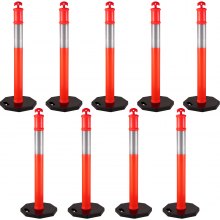 13 lbs Octagonal Rubber Base CJ Safety 44 Orange PE Delineator Post Cone 44 Height Post Set of 5 10 Reflective Band 
