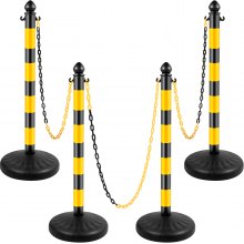 VEVOR Plastic Stanchion, 4pcs Chain Stanchion, Outdoor Stanchion with 4 x 39.5in Long Chains, PE Plastic Crowd Control Barrier for Warning Crowd Control at Garage, Construction Lot, Driveway, Elevator