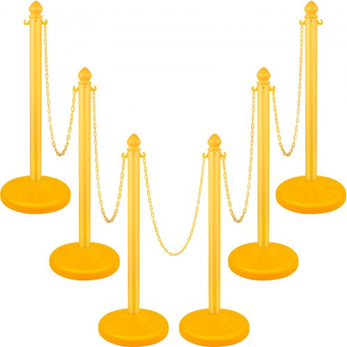 

VEVOR Plastic Stanchion, 6pcs Chain Stanchion, Outdoor Stanchion w/ 6x39.5inch Long Chains, PE Plastic Crowd Control Barrier for Warning/Crowd Control at Restaurant, Supermarket, Exhibition, City Mall