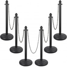 VEVOR Plastic Stanchion, 6pcs Chain Stanchion, Queue Top Safety Barrier with 6 x 39.5in Long Chains, PE Plastic Crowd Control Barrier for Warning Crowd Control at Restaurant, Supermarket, Exhibition