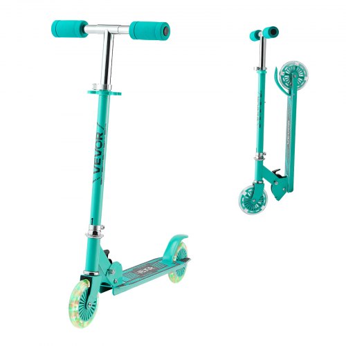 

VEVOR Kick Scooter for Kids Ages 3+, 2-Wheel Toddler Scooter with Light-Up Wheels, Adjustable Height Handlebar, Wide Anti-Slip Deck, Foldable Lightweight Frame for Boys & Girls up to 110 lbs, Green