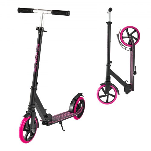 

VEVOR Kick Scooter for Kids Ages 8+, Teens & Adults, 2-Wheel Toddler Scooter with Adjustable Height Handlebar, Wide Anti-Slip Deck, Foldable Lightweight Frame for Boys and Girls up to 99.8 kg, Pink
