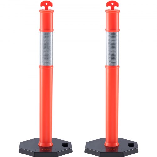 

VEVOR Traffic Delineator Post Cones, 2 Pack, Traffic Safety Delineator Barrier with 16.93 x 16.93 in Rubber Base, for Traffic Control Warning Outdoor Indoor Use Parking Lot Construction Caution Roads